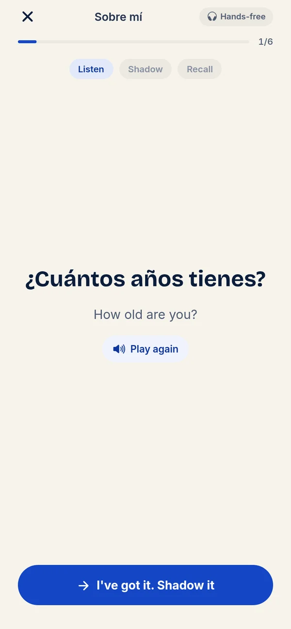 Listen step: ¿Cuántos años tienes? How old are you?